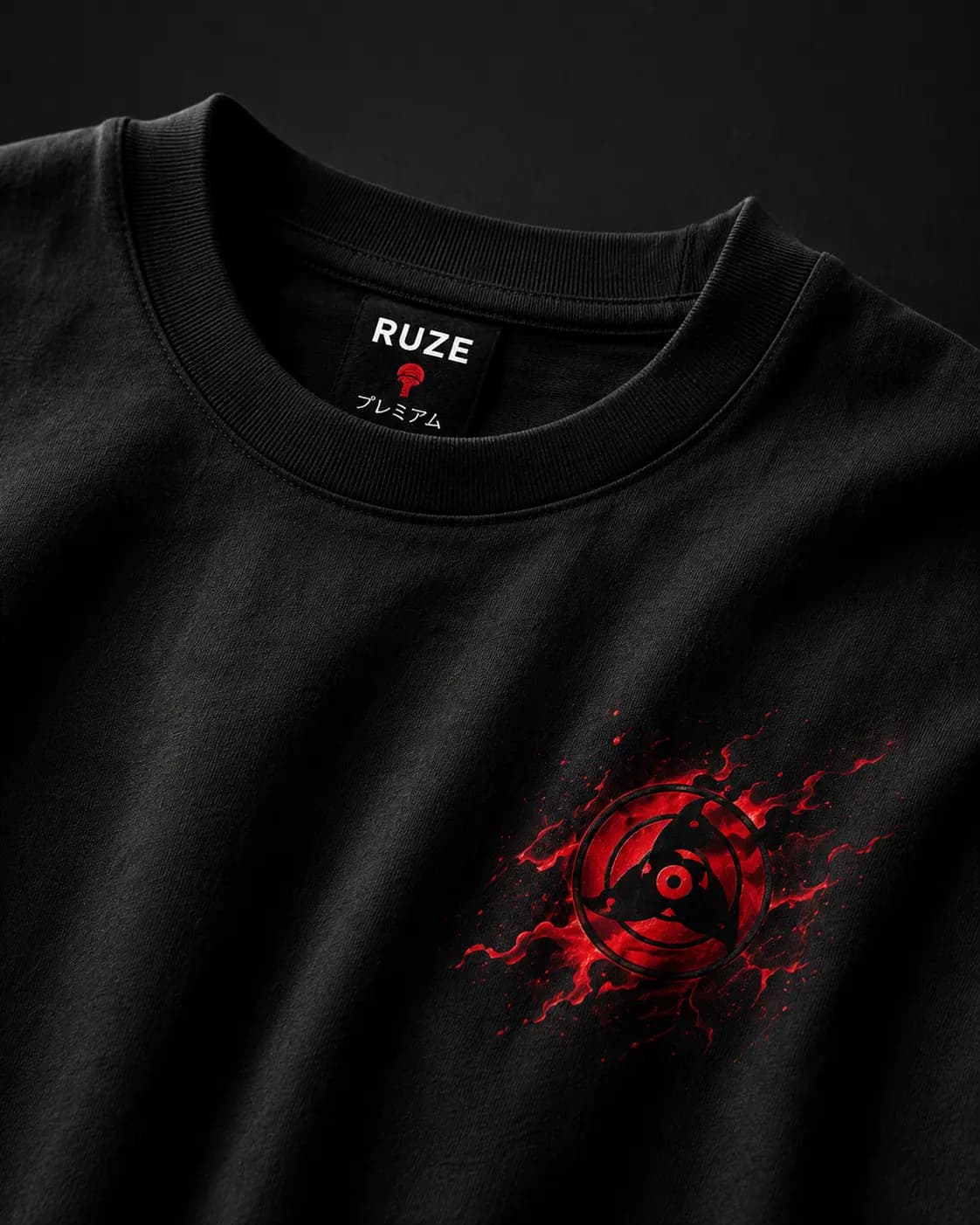 RUZE Itachi Shadow Oversized Tee neck label detail