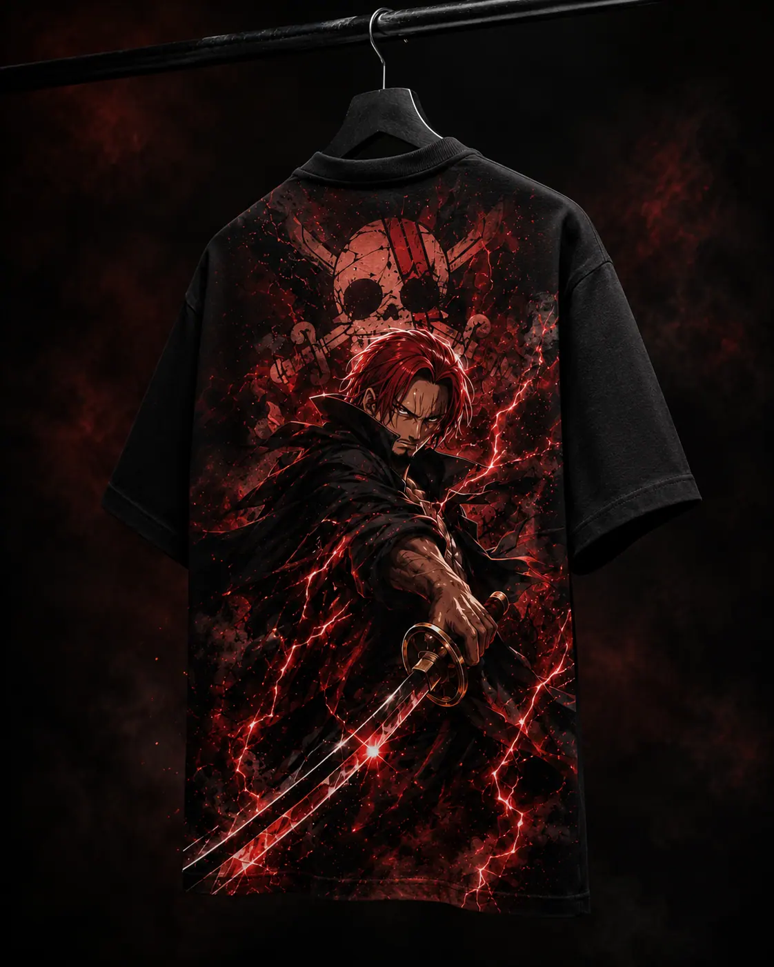 RUZE Shanks Red Emperor Oversized Tee fabric and print detail