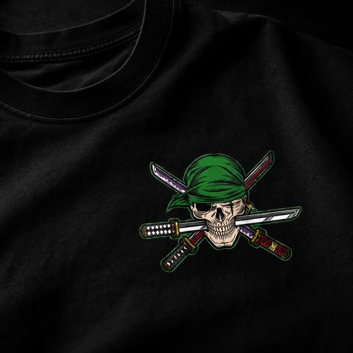 RUZE Zoro Sword Spirit Oversized Tee fabric and print detail