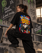 RUZE Quiet Frequency 240 GSM oversized T-shirt – female front lifestyle