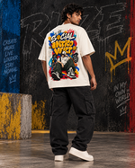 RUZE Quiet Frequency off-white oversized T-shirt back graphic — Social Introvert street-art artwork