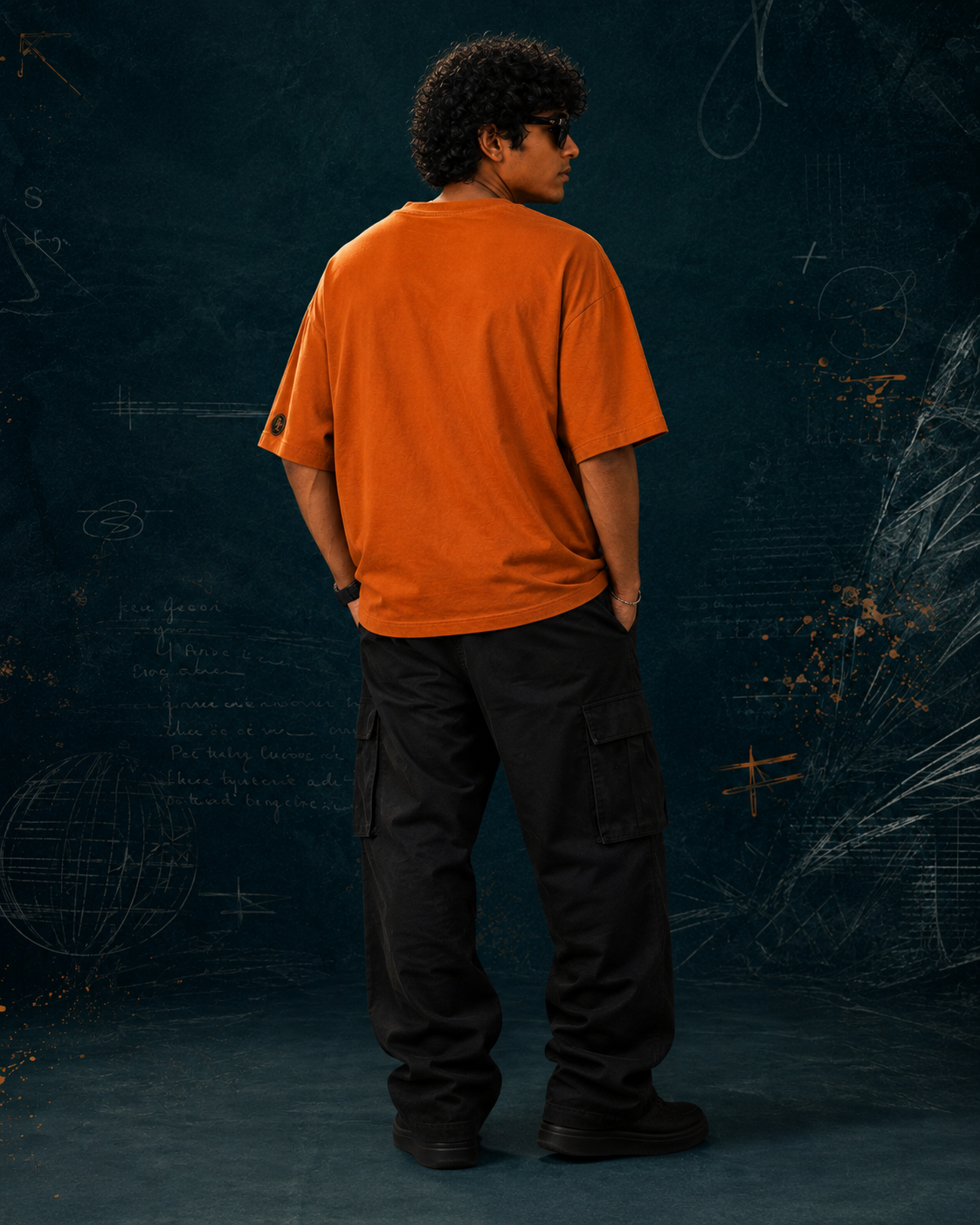 RUZE Hope Never Quits burnt orange oversized T-shirt clean rear back view