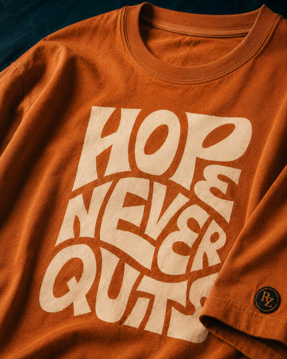 RUZE Hope Never Quits burnt orange oversized T-shirt male front medium view