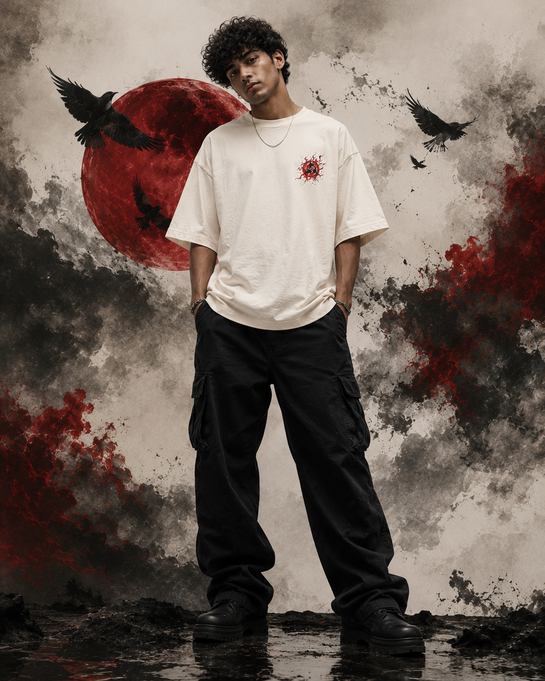RUZE Crimson Veil 240 GSM oversized T-shirt clean front fit