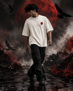 RUZE Crimson Veil off-white oversized T-shirt lifestyle movement view