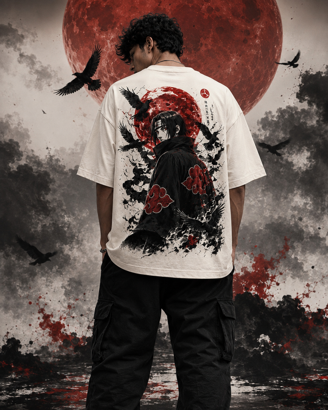 RUZE Crimson Veil oversized T-shirt red and black back artwork hero