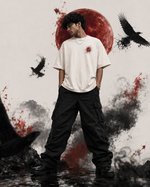 RUZE Shadow Speaks Crimson Veil oversized T-shirt editorial back view