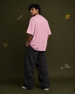 District 28 oversized T-shirt front graphic detail – male model