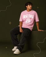 District 28 baby pink oversized T-shirt plain back view – fit and silhouette