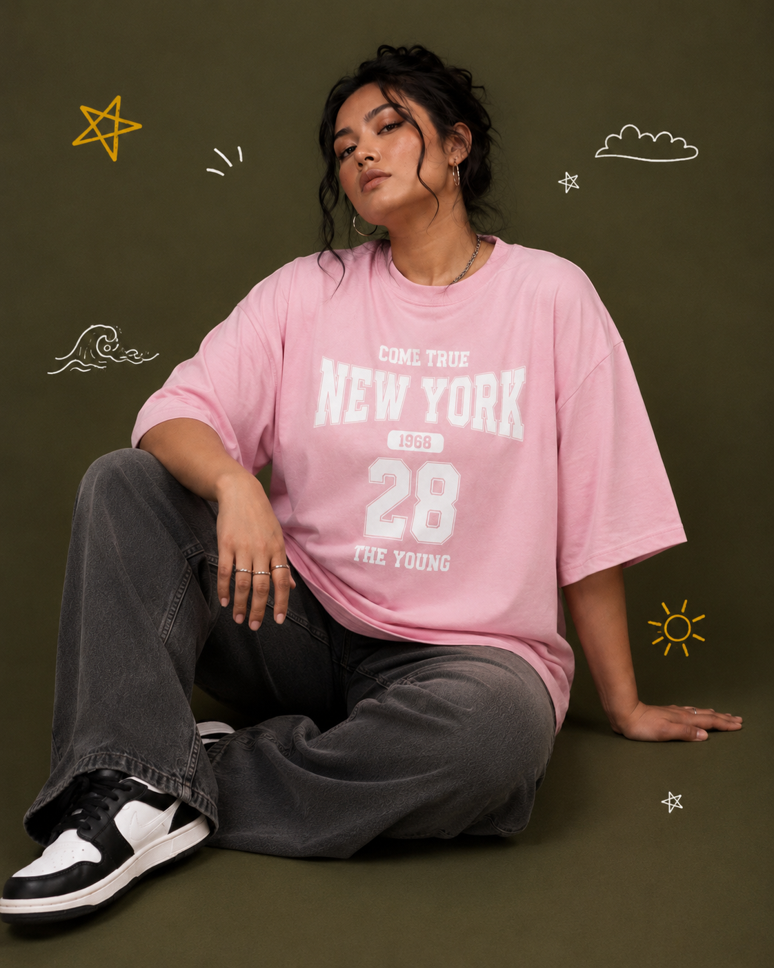 District 28 oversized T-shirt relaxed streetwear fit – female lifestyle