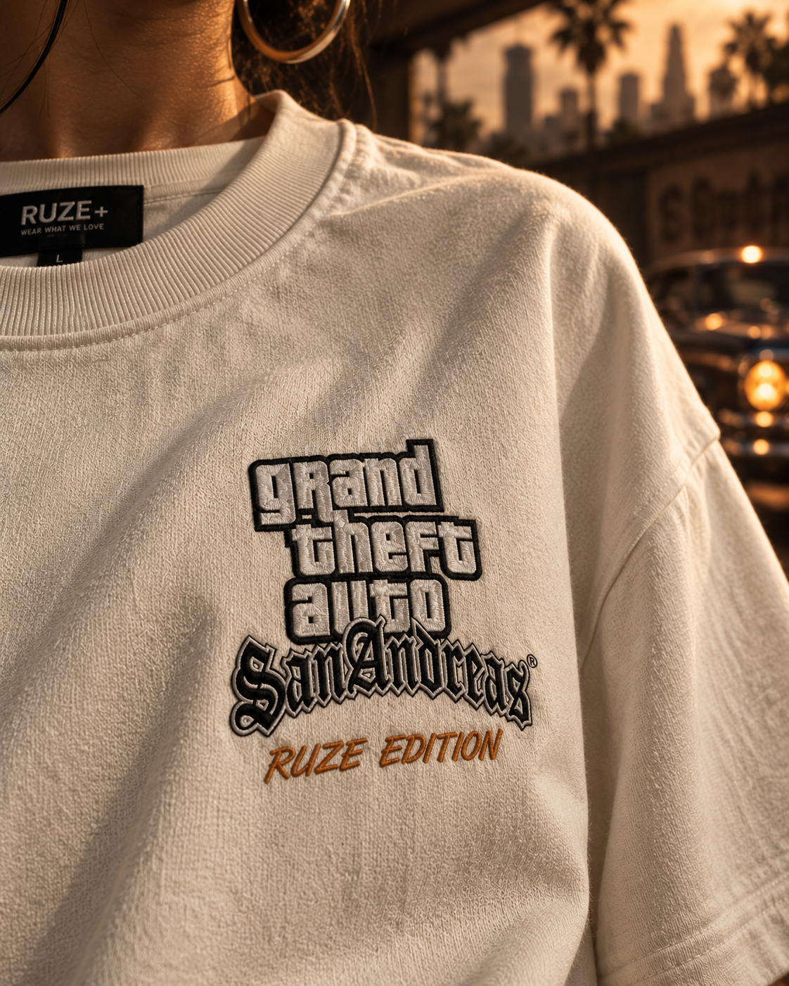 RUZE Street Code oversized T-shirt back graphic full view