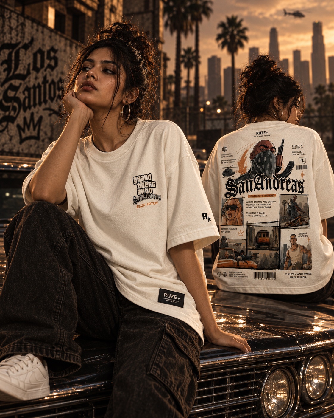 RUZE Street Code oversized T-shirt male lifestyle front