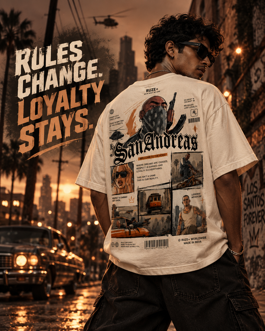 RUZE Street Code off-white oversized T-shirt hero campaign