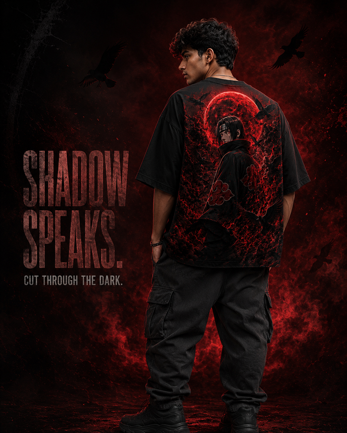 RUZE Shadow Speaks black oversized T-shirt hero campaign editorial