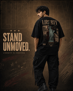 Stand Unmoved washed black oversized T-shirt – campaign hero front